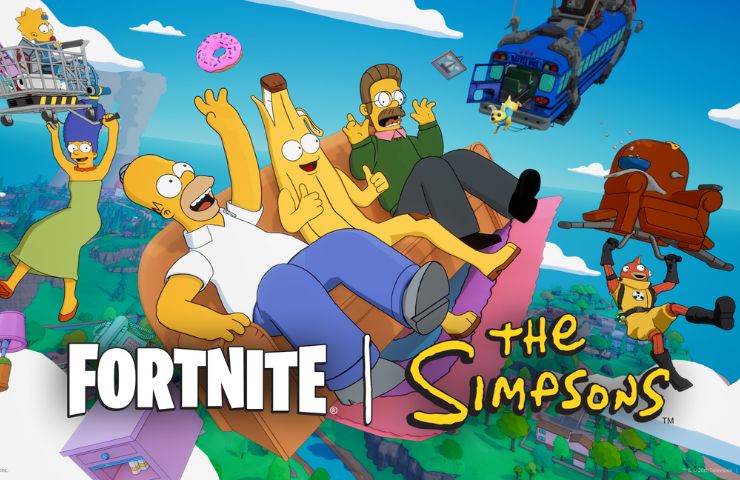 immagine chiave di fortnite coi personaggi di simpson crossover
