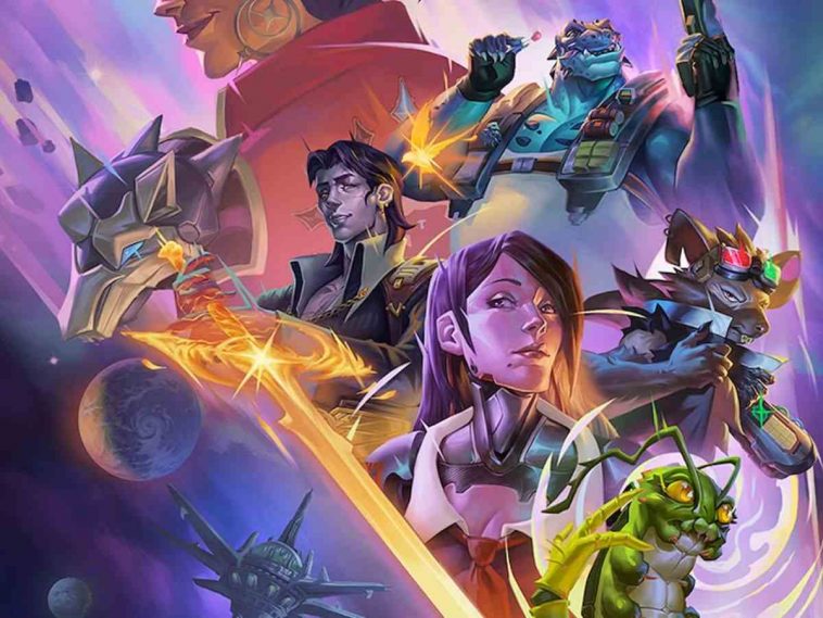 donna viola, racoon verde, sullo sfondo uomo che ride