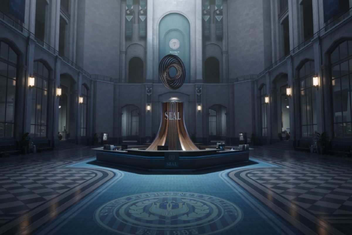 interno stazione con scritta seal