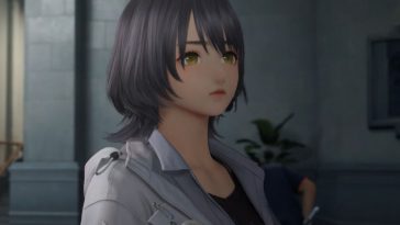 ragazza stile anime co capelli a caschetto viola