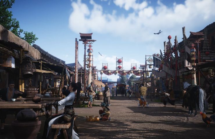 screenshot di where winds meet con il villaggio