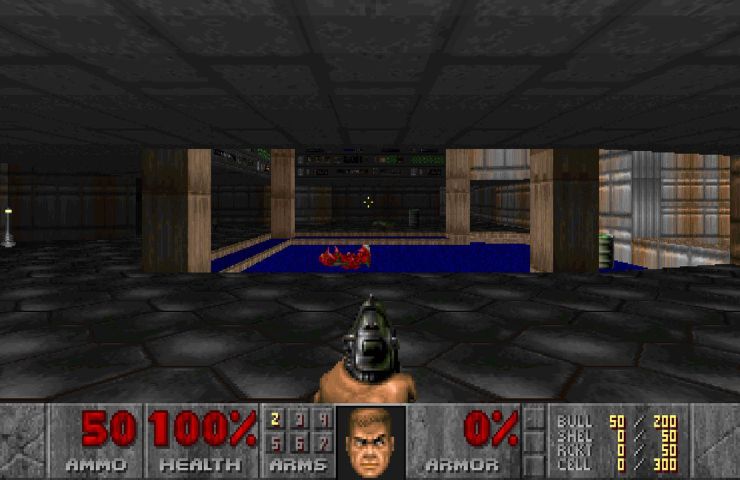 screenshot di un livello di DOOM del 1993