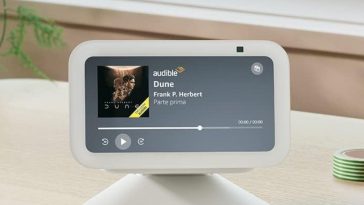amazon echo show 5 appoggiato sulla scrivania