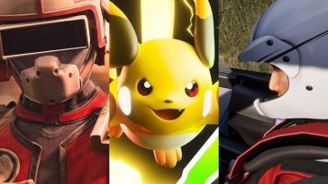 foto verticale di mega raichu x, arc raiders e autista di assetto corsa rally affiancate