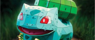 Bulbasaur kit 4D su sfondo di un bosco