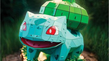 Bulbasaur kit 4D su sfondo di un bosco