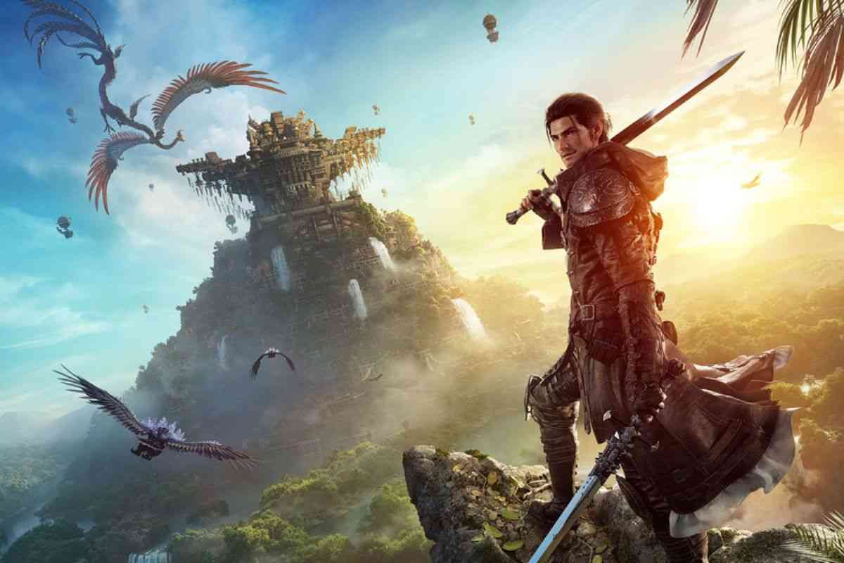 cavaliere con spada in spalla su collina che osserva tempio