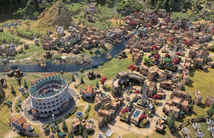 screenshot di civilization 7 con civiltà viste dall'alto