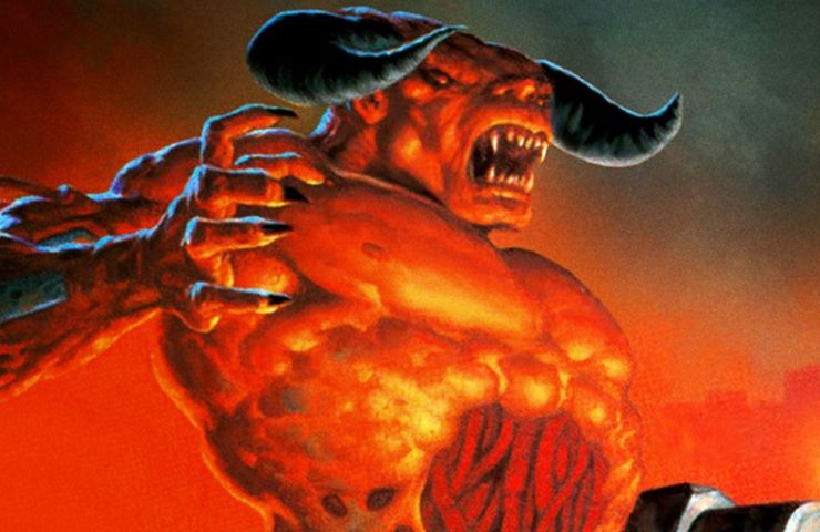 dettaglio copertina di doom 2 con demone