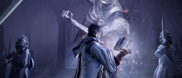 screenshot di elden ring nightreign forsaken hallows con mago davanti a statue