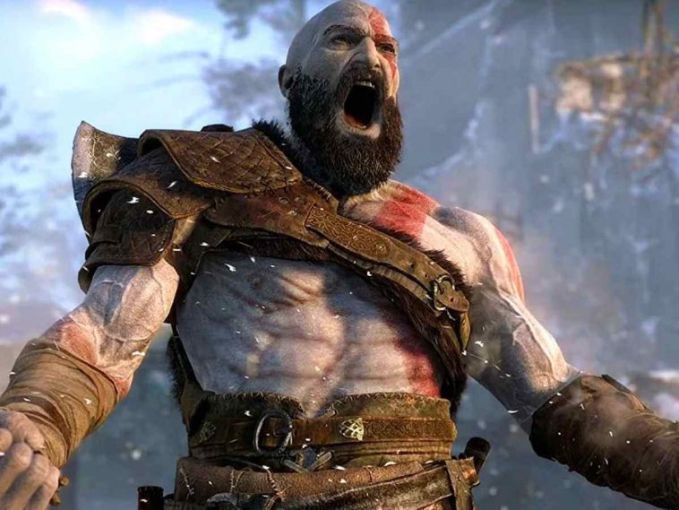 uomo con pelle banca e striscia rossa con pelliccia che urla