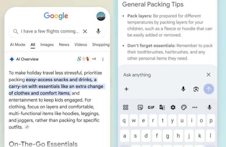 schermate della nuova funzione di google search