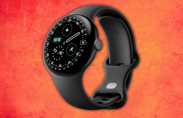 google pixel watch 4 su sfondo rosso