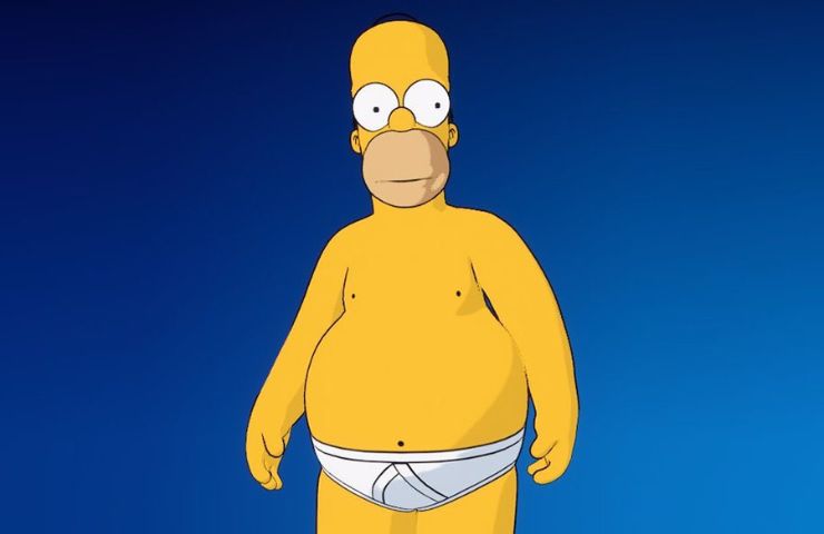 modello 3d skin di homer simpson in fortnite su sfondo blu