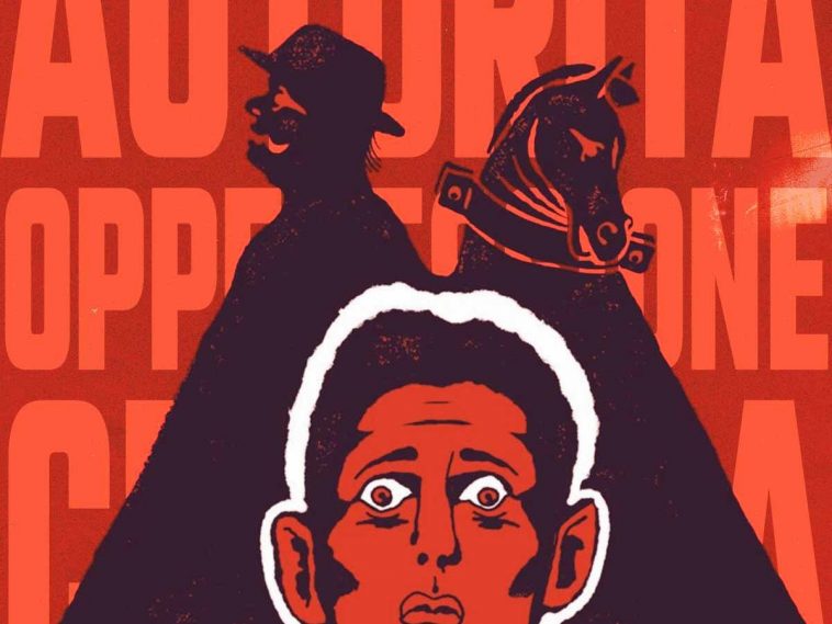 disegno uomo spaventato, diegno profilo uomo che ride, umo con testa di cavallo