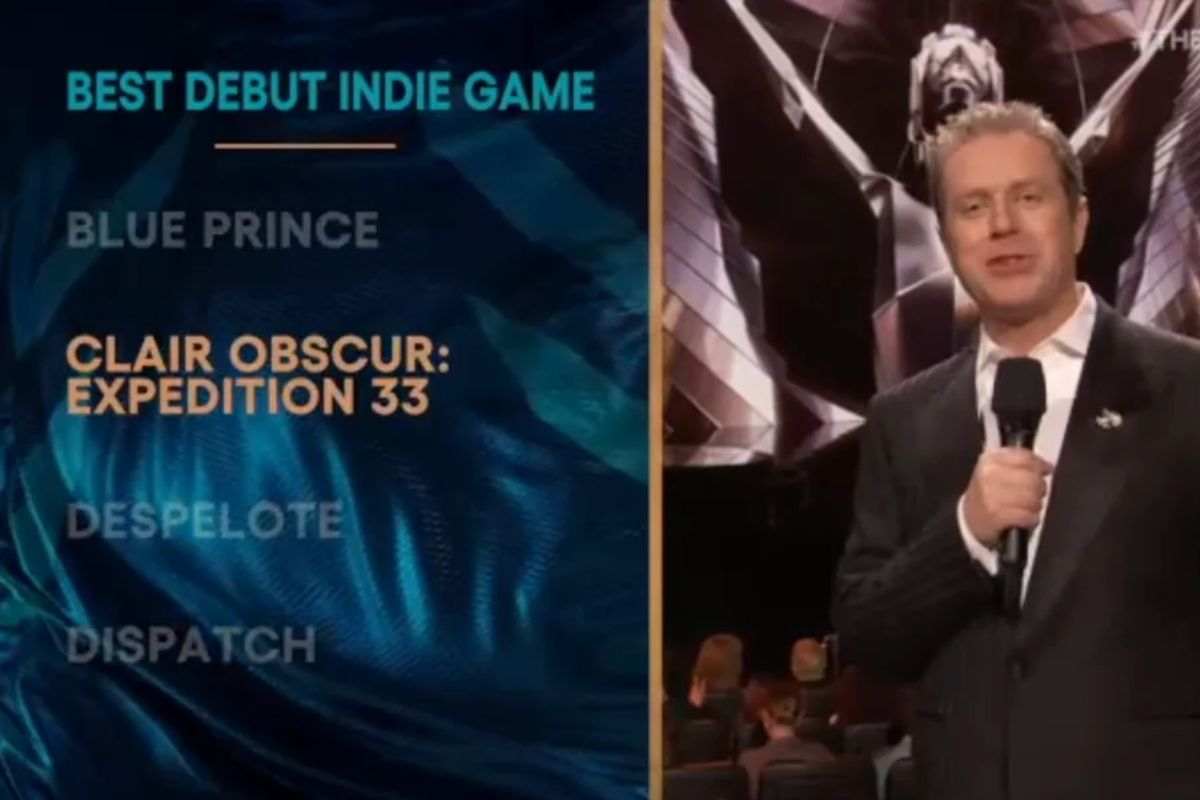 uomo con microfono, lista di giochi con clair obscur expedition 33 evidenziato in giallo