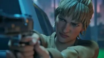 donna bionda grafica fortnite con pistole