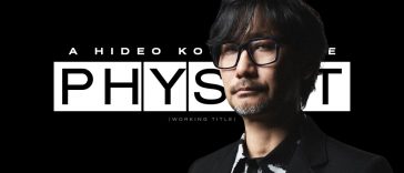 sfondo nero con logo physint e kojima in primo piano