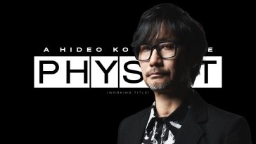 sfondo nero con logo physint e kojima in primo piano