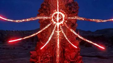 monolite con braccia infuocate