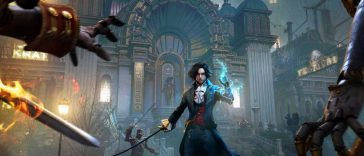 personaggio maschio con braccio con fuoco blu, vestito blu ttocentesco, spada curva in mano, mostri lo aggrediscono