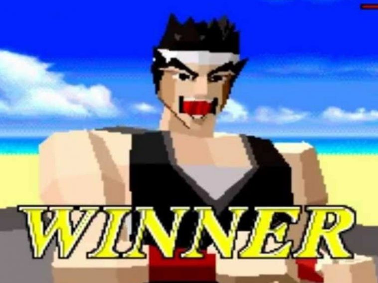 personaggio in 3D con capelli neri e bandana bianca, canottiera nera, scritta WINNER