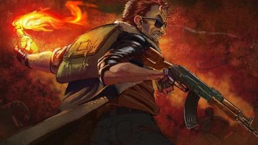 uomo con occhiali da sole, fucile d'assalto, zaino e molotov