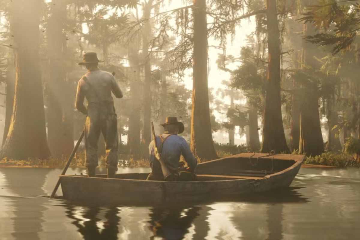 due cowboy su canoe in acqua