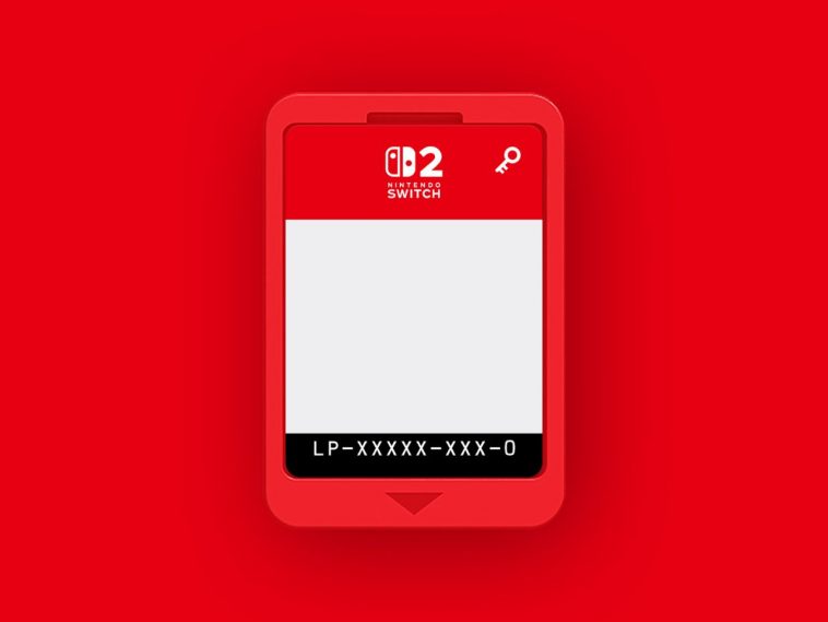 scheda con chiave di gioco nintendo switch 2 sfondo rosso