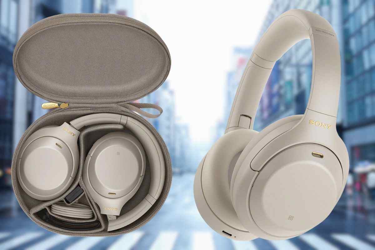 cuffie bianche all'interno d custodia rigida, cuffie bianche sony aperte