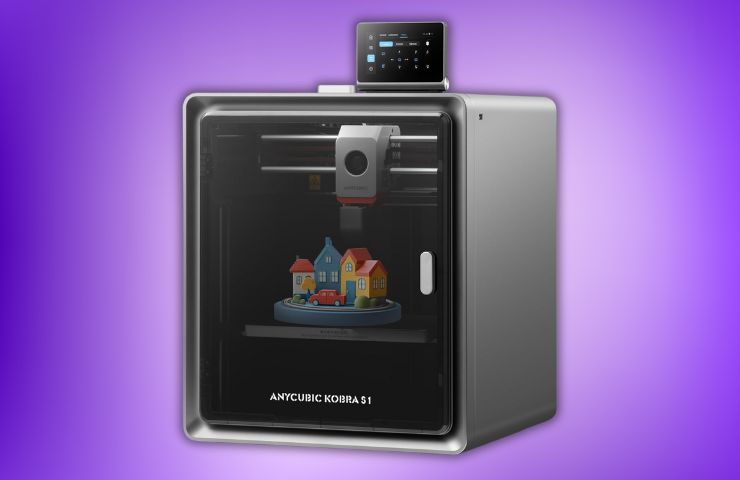 stampante 3D Anycubic Kobra S1 su sfondo viola