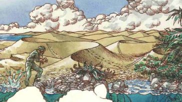 illustrazione di una civiltà in progresso all'interno di the book