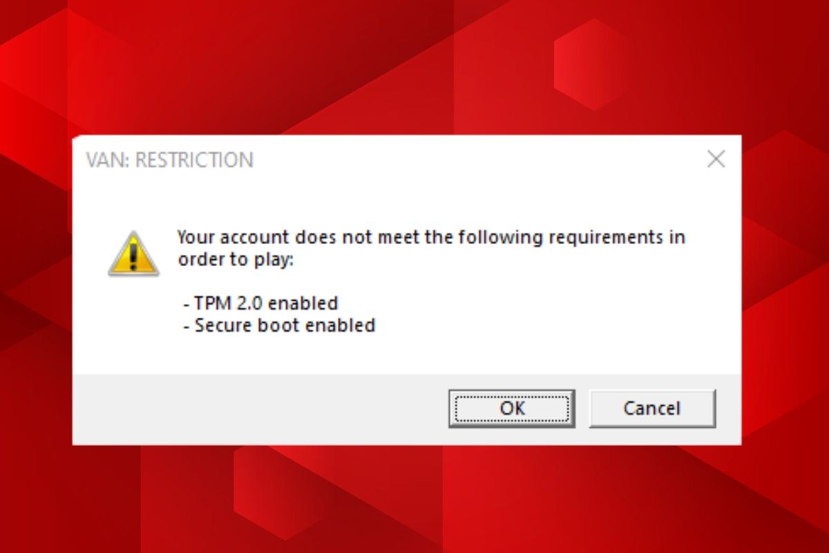 messaggio d'errore windows VAN Restriction