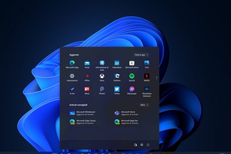 Il menù di Windows 11