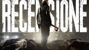 Leon di Resident Evil Requiem al centro di una strada con una grande scritta RECENSIONE