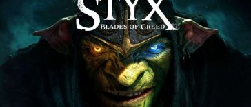 scritta styx blades of greed, faccia di goblin verde con cappuccio