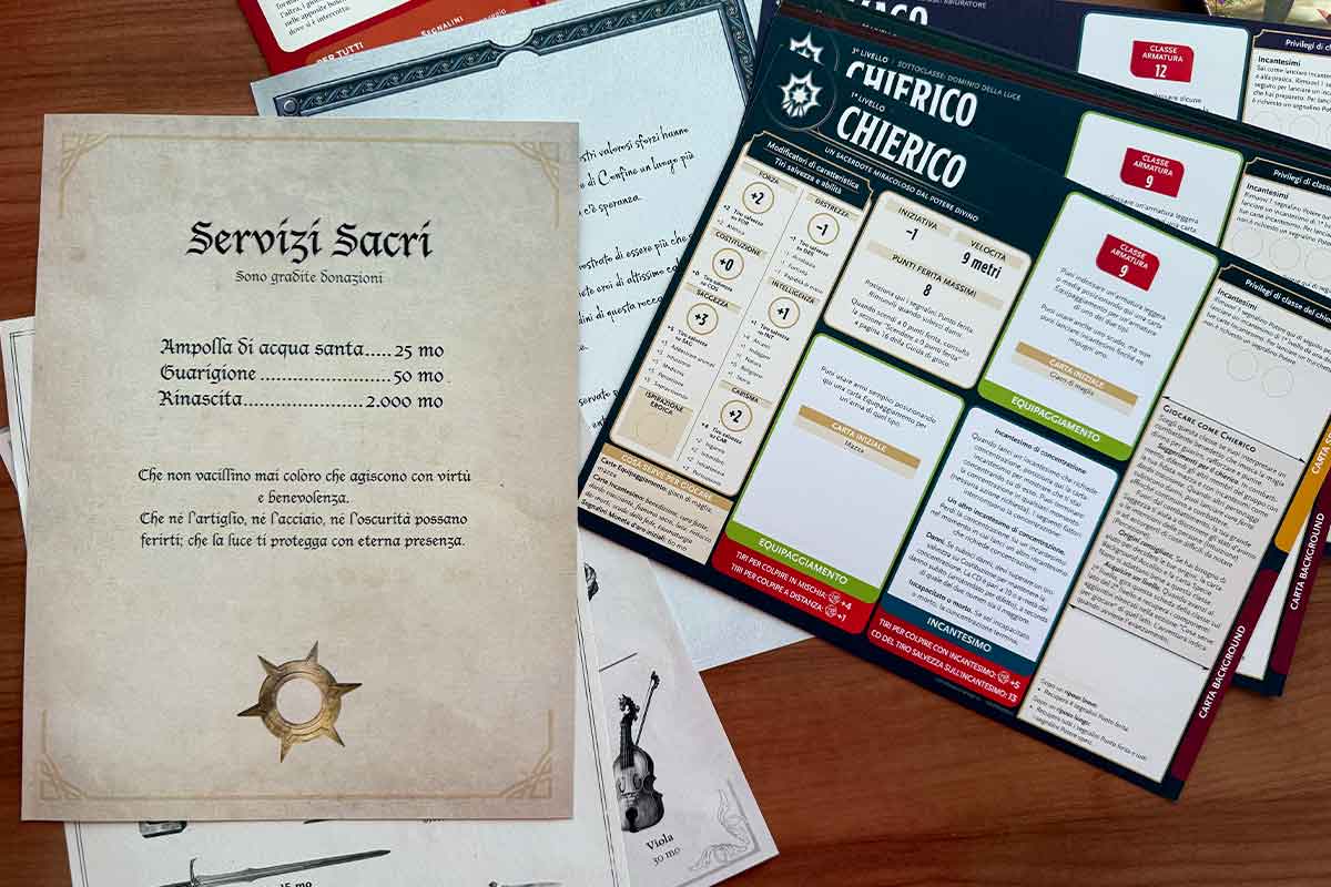 Fogli e schede del set introduttivo